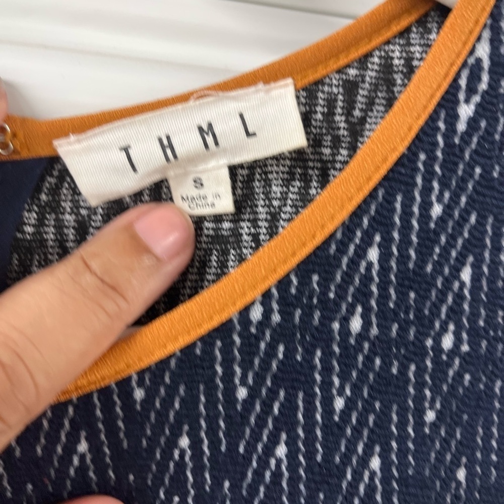THML Elegant Navy and Orange Sleeveless Dress Size S - Picture 3 of 6